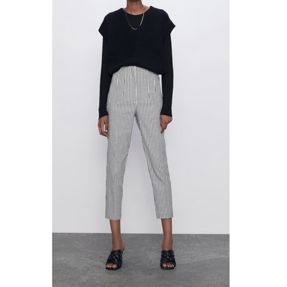 Zara Pants - SOLD | Zara Plaid High-Waisted Pleated Ankle Pants